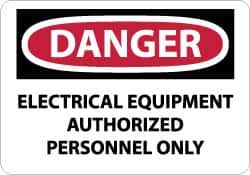 NMC - "Danger - Electrical Equipment - Authorized Personnel Only", 10" Long x 14" Wide, Rigid Plastic Safety Sign - Rectangle, 0.05" Thick, Use for Accident Prevention - Caliber Tooling