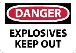 NMC - "Danger - Explosives - Keep Out", 10" Long x 14" Wide, Aluminum Safety Sign - Rectangle, 0.04" Thick, Use for Accident Prevention - Caliber Tooling