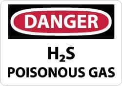 NMC - "Danger - H2s - Poisonous Gas", 10" Long x 14" Wide, Aluminum Safety Sign - Rectangle, 0.04" Thick, Use for Hazardous Materials - Caliber Tooling