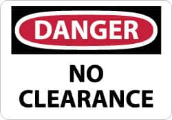 NMC - "Danger - No Clearance", 10" Long x 14" Wide, Pressure-Sensitive Vinyl Safety Sign - Rectangle, 0.004" Thick, Use for Accident Prevention - Caliber Tooling