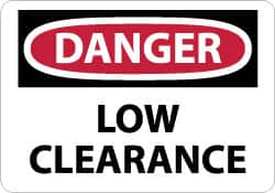 NMC - "Danger - Low Clearance", 10" Long x 14" Wide, Aluminum Safety Sign - Rectangle, 0.04" Thick, Use for Accident Prevention - Caliber Tooling