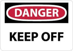 NMC - "Danger - Keep Off", 10" Long x 14" Wide, Pressure-Sensitive Vinyl Safety Sign - Rectangle, 0.004" Thick, Use for Hazardous Materials - Caliber Tooling