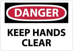 NMC - "Danger - Keep Hands Clear", 10" Long x 14" Wide, Aluminum Safety Sign - Rectangle, 0.04" Thick, Use for Accident Prevention - Caliber Tooling