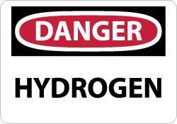 NMC - "Danger - Hydrogen", 7" Long x 10" Wide, Pressure-Sensitive Vinyl Safety Sign - Rectangle, 0.004" Thick, Use for Hazardous Materials - Caliber Tooling