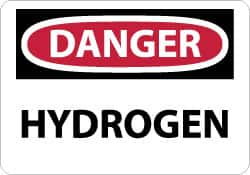 NMC - "Danger - Hydrogen", 10" Long x 14" Wide, Pressure-Sensitive Vinyl Safety Sign - Rectangle, 0.004" Thick, Use for Hazardous Materials - Caliber Tooling