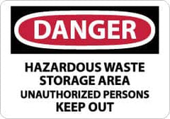 NMC - "Danger - Hazardous Waste Storage Area - Unauthorized Persons Keep Out", 10" Long x 14" Wide, Aluminum Safety Sign - Rectangle, 0.04" Thick, Use for Security & Admittance - Caliber Tooling