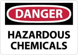 NMC - "Danger - Hazardous Chemicals", 10" Long x 14" Wide, Rigid Plastic Safety Sign - Rectangle, 0.05" Thick, Use for Hazardous Materials - Caliber Tooling