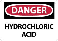 NMC - "Danger - Hydrochloric Acid", 10" Long x 14" Wide, Aluminum Safety Sign - Rectangle, 0.04" Thick, Use for Hazardous Materials - Caliber Tooling