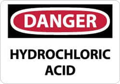 NMC - "Danger - Hydrochloric Acid", 10" Long x 14" Wide, Aluminum Safety Sign - Rectangle, 0.04" Thick, Use for Hazardous Materials - Caliber Tooling