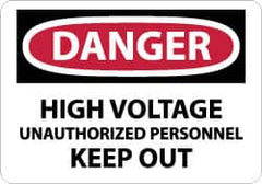 NMC - "Danger - High Voltage - Unauthorized Personnel Keep Out", 10" Long x 14" Wide, Aluminum Safety Sign - Rectangle, 0.04" Thick, Use for Accident Prevention - Caliber Tooling