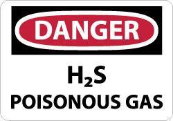 NMC - "Danger - H2s - Poisonous Gas", 10" Long x 14" Wide, Rigid Plastic Safety Sign - Rectangle, 0.05" Thick, Use for Hazardous Materials - Caliber Tooling