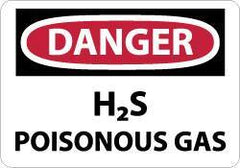 NMC - "Danger - H2s - Poisonous Gas", 10" Long x 14" Wide, Rigid Plastic Safety Sign - Rectangle, 0.05" Thick, Use for Hazardous Materials - Caliber Tooling