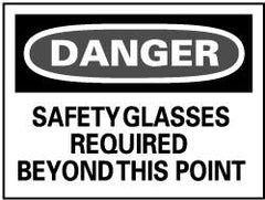 NMC - "Danger - Safety Glasses Required Beyond This Point", 14" Long x 20" Wide, Aluminum Safety Sign - Rectangle, 0.04" Thick, Use for Accident Prevention - Caliber Tooling