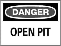 NMC - "Danger - Open Pit", 14" Long x 20" Wide, Aluminum Safety Sign - Rectangle, 0.04" Thick, Use for Accident Prevention - Caliber Tooling