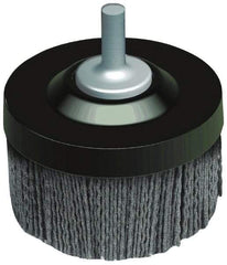 Osborn - 1-1/2" 120 Grit Silicon Carbide Crimped Disc Brush - Fine Grade, Quick Change Connector, 1-3/8" Trim Length, 1/4" Shank Diam - Caliber Tooling