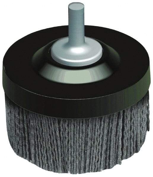 Osborn - 2-1/2" 320 Grit Silicon Carbide Crimped Disc Brush - Extra Fine Grade, Quick Change Connector, 1-3/8" Trim Length, 1/4" Shank Diam - Caliber Tooling