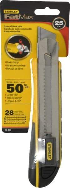 Stanley - Snap Utility Knife - 5-1/2" Blade, Yellow, Silver & Black TPE Handle, 4 Blades Included - Caliber Tooling