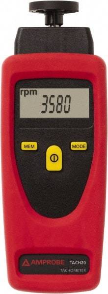 Amprobe - Accurate up to 0.02%, Contact and Noncontact Tachometer - 8 Inch Long x 9 Inch Wide x 1-3/4 Inch Meter Thick, 1 to 99,999 (Optical) and 19,999 (Mechanical) RPM Measurement - Caliber Tooling