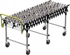 Value Collection - 18 Inches Wide x 2.7 Ft. to 8 Ft. Extended Length Flexible Conveyor - 31-1/2 to 39.4" High, 3 Leg Sets per Unit, 7 Wheels per Axle - Caliber Tooling