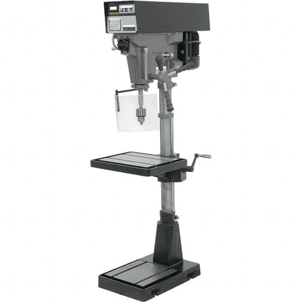 Jet - 15" Swing, Variable Speed Pulley Drill Press - Variable Speed, 1 hp, Single Phase - Caliber Tooling