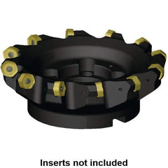 Kennametal - 51mm Cut Diam, 22mm Arbor Hole, 4.5mm Max Depth of Cut, 45° Indexable Chamfer & Angle Face Mill - 4 Inserts, HNGJ 0905.. Insert, Right Hand Cut, 4 Flutes, Through Coolant, Series Dodeka - Caliber Tooling