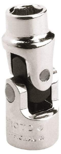 Proto - 1/4" Drive, Standard Hand Socket - 6 Points, 1-25/64" OAL, Alloy Steel, Chrome Finish - Caliber Tooling