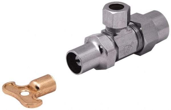 Legend Valve - NPT 1/2 Inlet, 110 Max psi, Chrome Finish, Rubber Water Supply Stop Valve - 3/8 Compression Outlet, Angle, Silver Handle, For Use with Potable Water Applications - Caliber Tooling