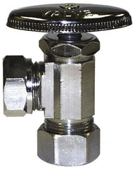 Legend Valve - NPT 1/2 Inlet, 110 Max psi, Chrome Finish, Rubber Water Supply Stop Valve - 1/2 Compression Outlet, Angle, Silver Handle, For Use with Potable Water Applications - Caliber Tooling