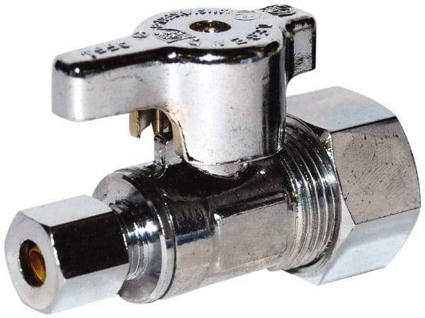 Legend Valve - NPT 1/2 Inlet, 125 Max psi, Chrome Finish, Carbon Steel Water Supply Stop Valve - 1/2 Compression Outlet, Angle, Silver Handle, For Use with Potable Water Applications - Caliber Tooling