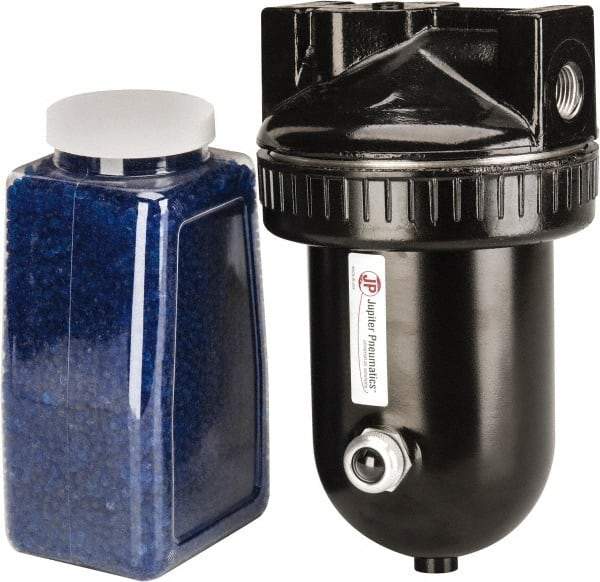 PRO-SOURCE - 15 CFM at 100 psi Inlet, In-line Desiccant Dryer - 1/2" NPT Inlet/Outlet x 4-7/8" Long x 4-7/8" Wide x 8-7/8" High - Caliber Tooling