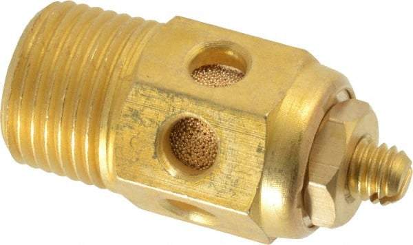 PRO-SOURCE - 3/8 Male NPT, 11/16" Hex, 1-5/8" OAL, Speed Control Muffler - 300 Max psi, 40 CFM, Brass - Caliber Tooling