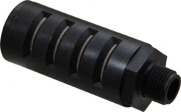 PRO-SOURCE - 3/8 Male NPT, 1" Hex, 3-27/64" OAL, Muffler - 150 Max psi, Glass Filled Nylon - Caliber Tooling