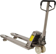 Value Collection - 4,400 Lb Capacity, 7-1/2" Lift Stainless Steel Pallet Truck - 3" Min Lift Height, 48" Fork Length x 21" Fork Width, 21" Overall Width - Caliber Tooling