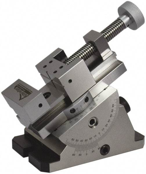 Gibraltar - 2-3/4" Jaw Width, 3" Jaw Opening Capacity, Horizontal Swivel Machine Vise - Manual Operation, 1 Station, 6.28" Long x 5.38" High x 1-3/16" Deep, Steel - Caliber Tooling