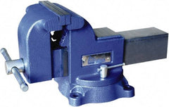 Gibraltar - 6" Jaw Width x 6-1/4" Jaw Opening Capacity, 3-1/2" Throat Depth, Bench & Pipe Combination Vise - 1-1/4 to 2-1/2" Pipe Capacity, Swivel Base, Bolt Down Attachment, Ductile Iron - Caliber Tooling