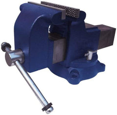 Gibraltar - 4" Jaw Width x 4-3/8" Jaw Opening Capacity, 2-1/2" Throat Depth, Bench & Pipe Combination Vise - 3/4 to 2-3/8" Pipe Capacity, Swivel Base, Bolt Down Attachment, Ductile Iron - Caliber Tooling