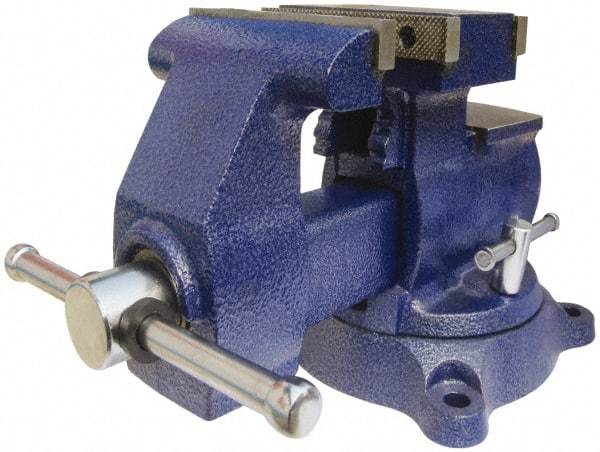 Gibraltar - 5-1/2" Jaw Width x 6" Jaw Opening Capacity, 3-3/4" Throat Depth, Bench & Pipe Combination Vise - 1/8 to 3" Pipe Capacity, Swivel Base, Bolt Down Attachment, Ductile Iron - Caliber Tooling