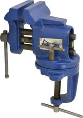 Gibraltar - 2-1/2" Jaw Width, 2-1/2" Opening Capacity, 1-5/8" Throat Depth, Cast Iron Swivel Bench Vise - Clamp-On Base Attachment - Caliber Tooling