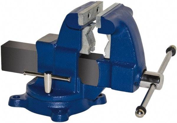 Gibraltar - 6-1/2" Jaw Width x 6-1/2" Jaw Opening Capacity, 5-1/2" Throat Depth, Bench & Pipe Combination Vise - 1/8 to 3-1/2" Pipe Capacity, Swivel Base, Bolt Down Attachment, Ductile Iron - Caliber Tooling