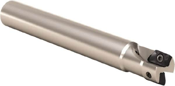 Seco - 3/4" Cut Diam, 0.354" Max Depth of Cut, 3/4" Shank Diam, 3.39" OAL, Indexable Square Shoulder End Mill - Weldon Shank, 90° Lead Angle, Series Turbo 10 - Caliber Tooling