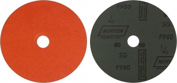 Norton - 7" Diam 7/8" Hole 80 Grit Fiber Disc - Ceramic, Series R980P - Caliber Tooling