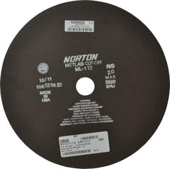 Norton - 12" Aluminum Oxide Cutoff Wheel - 0.078" Thick, 1-1/4" Arbor, 3,820 Max RPM, Use with Stationary Tools - Caliber Tooling