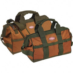 Bucket Boss - 12 Pocket Brown & Green Polyester Tool Bag - 12" Wide x 7" Deep x 9" High - Caliber Tooling