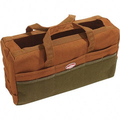 Bucket Boss - 30 Pocket Brown & Green Canvas Tool Bag - 17" Wide x 6" Deep x 10" High - Caliber Tooling