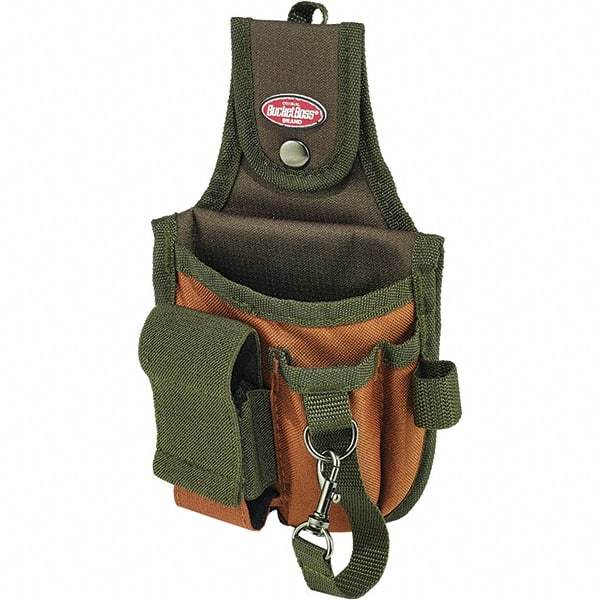 Bucket Boss - Nail & Tool Pouch - 5 Pocket, Brown/Green, Polyester - Caliber Tooling