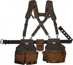 Bucket Boss - 30" to 52" Waist Tool Rig - 12 Pocket, Polyester, Brown/Green - Caliber Tooling