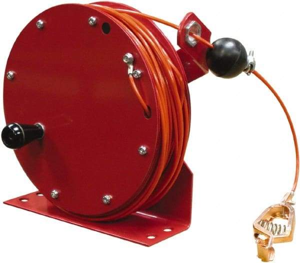 Reelcraft - 1/8 Inch x 100 Ft. Steel Stranded Cable Grounding Reel - Hand Crank Reel - Caliber Tooling