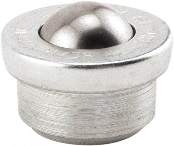 Hudson Bearing - 1 Inch Diameter, Round, Stainless Steel Ball Transfer - 1.6719 Inch Overall Diameter, 5/8 Inch Mount Height, 200 Lb. Capacity - Caliber Tooling