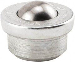 Hudson Bearing - 5/8 Inch Diameter, Round, Stainless Steel Ball Transfer - 1.1875 Inch Overall Diameter, 3/8 Inch Mount Height, 125 Lb. Capacity - Caliber Tooling