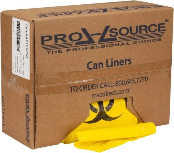 PRO-SOURCE - 33 Gal Capacity, Yellow, Hazardous Waste Bag - 1.3 mil Thick x 33" Wide x 39" High, Roll - Caliber Tooling